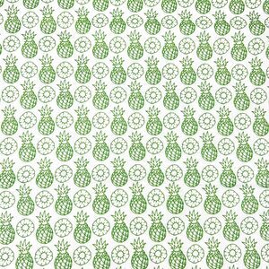 Lunarable Outdoor Fabric Remnant Green Pineapples Slices on White 58"Wx37" L